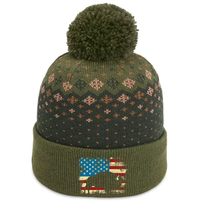 Patriotic American Bison Buffalo Lover Wildlife Usa Flag The Baniff Cuffed Pom Beanie