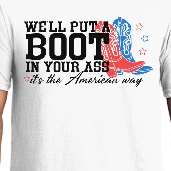 Put A Boot Inyankees Personalized Nameput A Boot In Your Ass Cowgirl 4th Of July Pajama Set