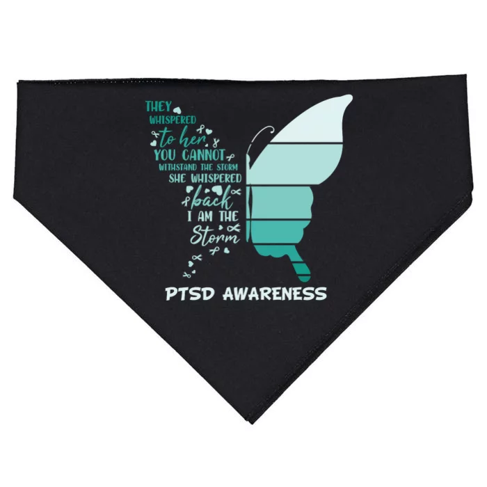 PTSD Awareness Butterfly I Am The Storm USA-Made Doggie Bandana