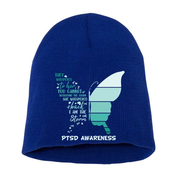 PTSD Awareness Butterfly I Am The Storm Short Acrylic Beanie