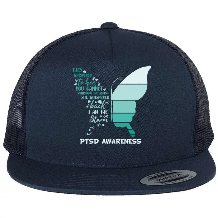 PTSD Awareness Butterfly I Am The Storm Flat Bill Trucker Hat