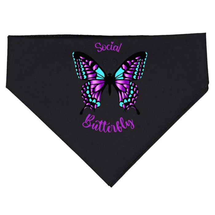 Purple and Blue Social Butterfly USA-Made Doggie Bandana