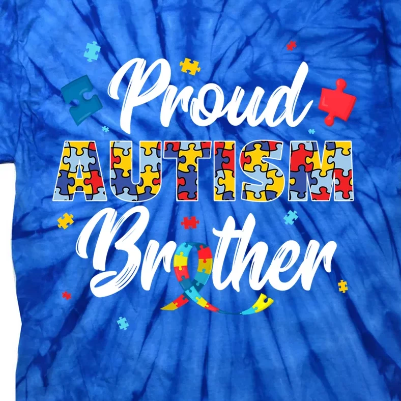 Proud Autism Brother Sibling Autism Awareness Gift Tie-Dye T-Shirt