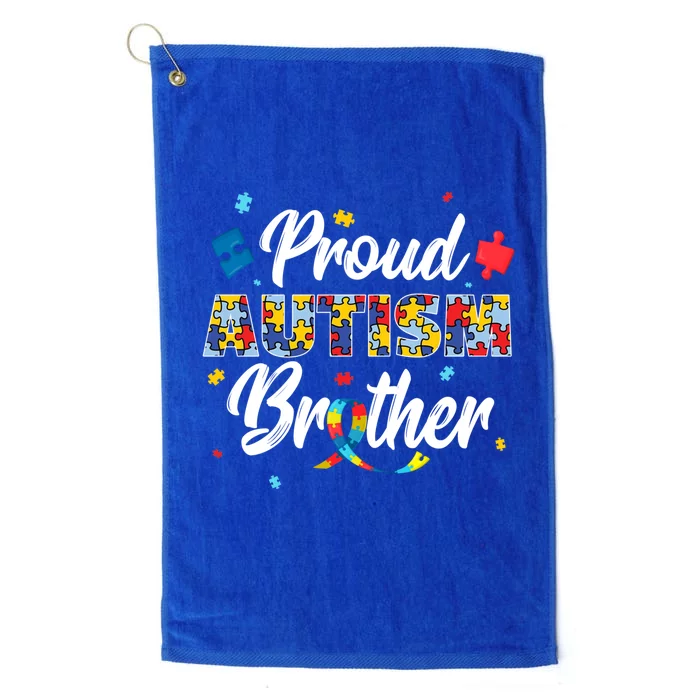 Proud Autism Brother Sibling Autism Awareness Gift Platinum Collection Golf Towel