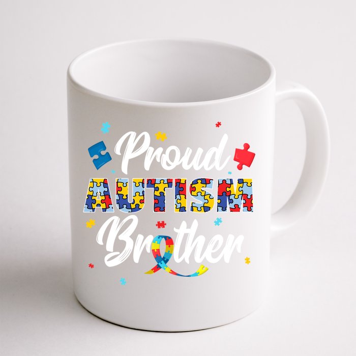 Proud Autism Brother Sibling Autism Awareness Gift Front & Back Coffee Mug