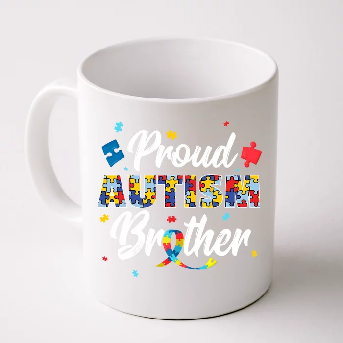 Proud Autism Brother Sibling Autism Awareness Gift Front & Back Coffee Mug