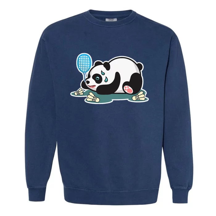 Panda Animals Badminton Shuttlecocks Garment-Dyed Sweatshirt