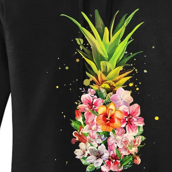 Pineapple Aloha Beaches Hawaiian Flowers Hawaii Summer Gifts Women's Pullover Hoodie