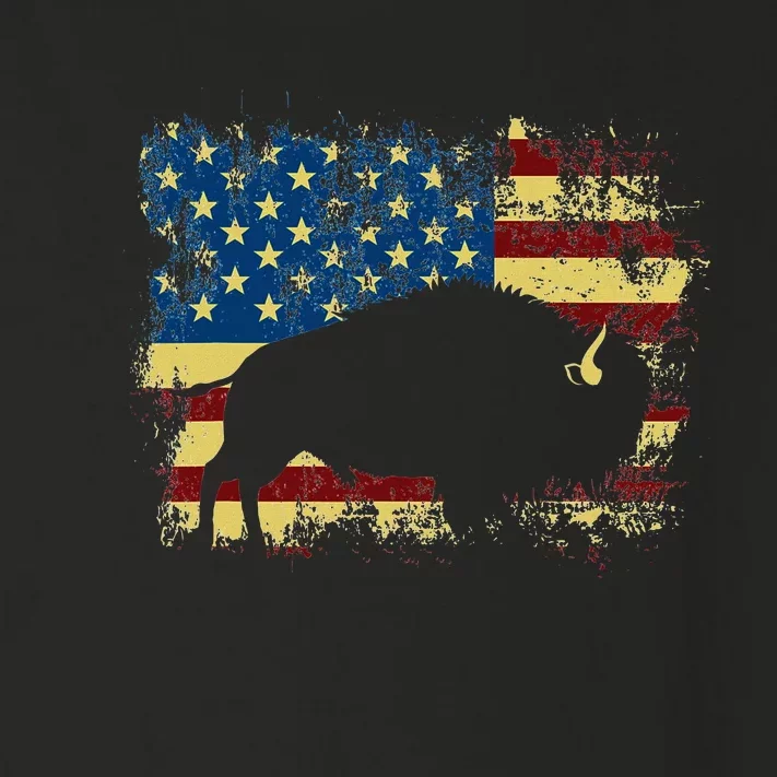 Patriotic American Bison Buffalo Lover Wildlife Usa Flag Toddler Long Sleeve Shirt