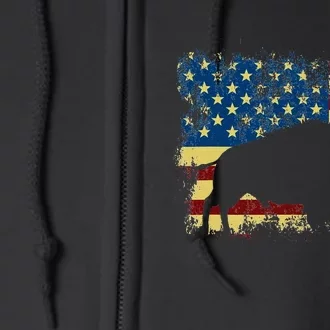 Patriotic American Bison Buffalo Lover Wildlife Usa Flag Full Zip Hoodie