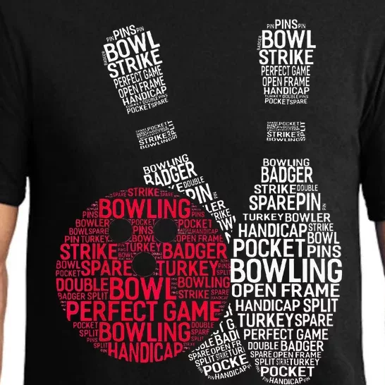 Phonetic Alphabet Bowling Pin Word Cloud Funny Bowling Pajama Set