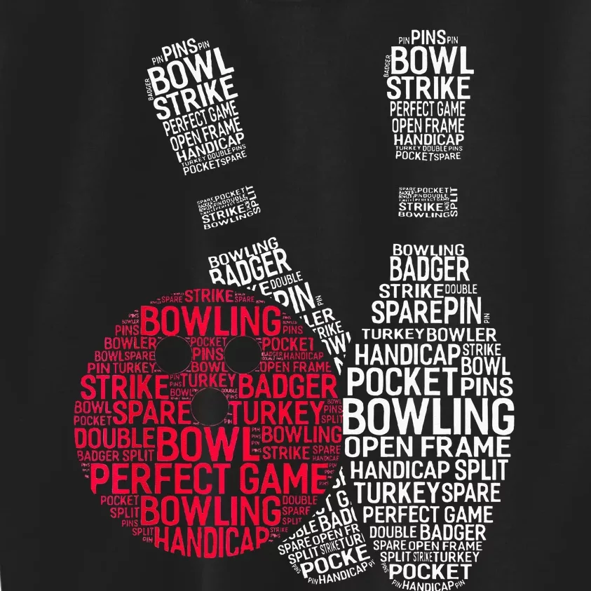 Phonetic Alphabet Bowling Pin Word Cloud Funny Bowling Kids Sweatshirt