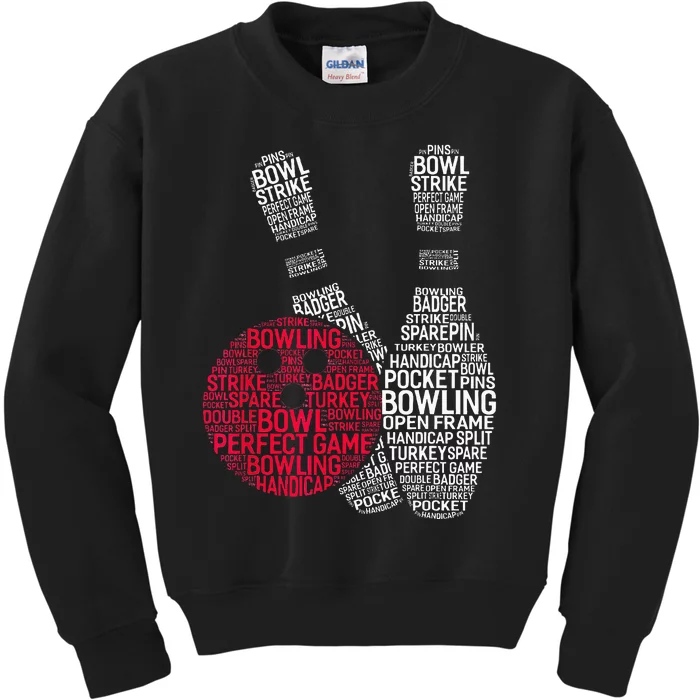 Phonetic Alphabet Bowling Pin Word Cloud Funny Bowling Kids Sweatshirt