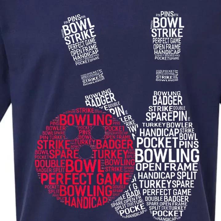 Phonetic Alphabet Bowling Pin Word Cloud Funny Bowling Sueded Cloud Jersey T-Shirt