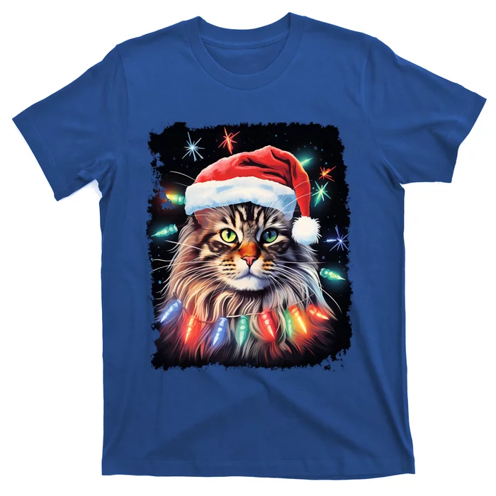 Pop Art Christmas Decoration Maine Coon Cat Gift T-Shirt