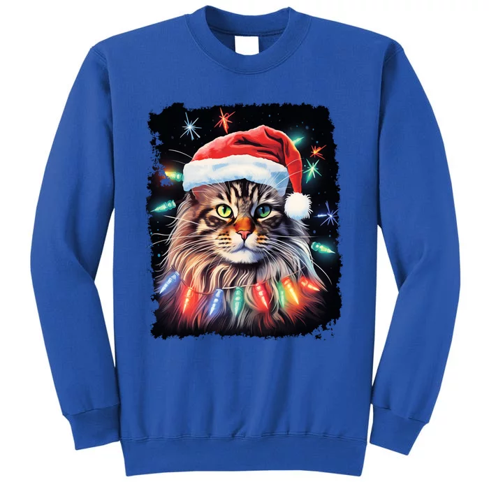 Pop Art Christmas Decoration Maine Coon Cat Gift Tall Sweatshirt