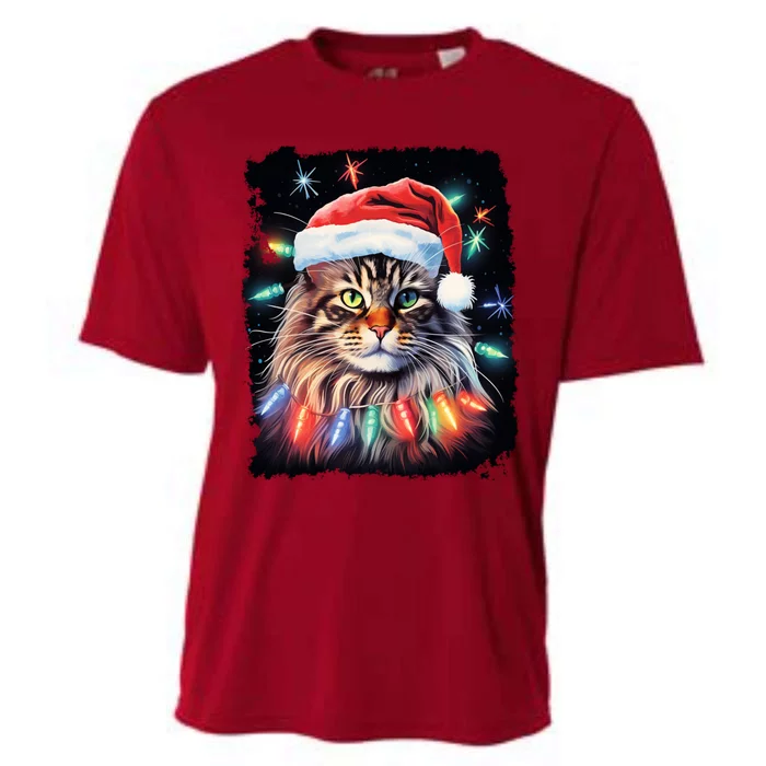 Pop Art Christmas Decoration Maine Coon Cat Gift Cooling Performance Crew T-Shirt