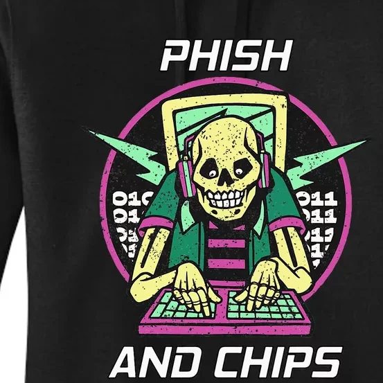 P.H.I.S.H And Chips Funny Hacker Women's Pullover Hoodie