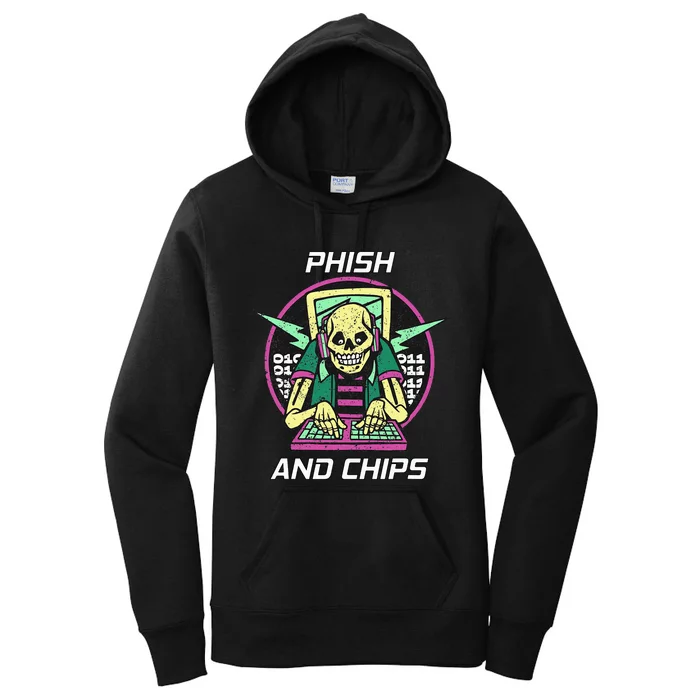 P.H.I.S.H And Chips Funny Hacker Women's Pullover Hoodie