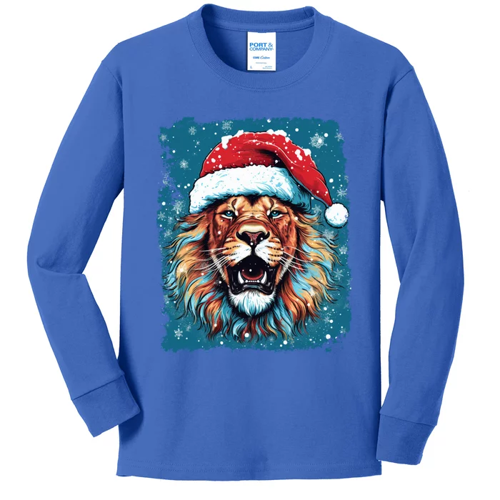 Pop Art Christmas Lights Lion Gift Kids Long Sleeve Shirt