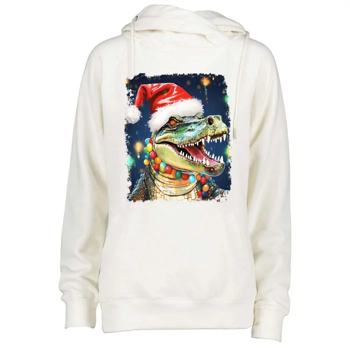 Pop Art Colorful Animal Christmas Alligator Crocodile Cool Gift Womens Funnel Neck Pullover Hood