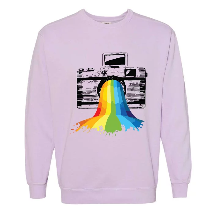 Photography Art Camera Rainbow Photographer Gift Garment-Dyed Sweatshirt