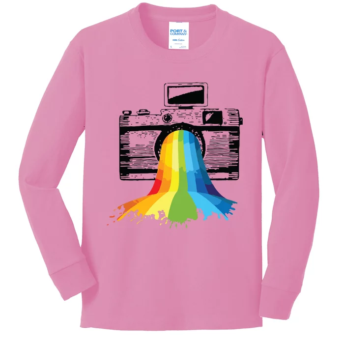 Photography Art Camera Rainbow Photographer Gift Kids Long Sleeve Shirt