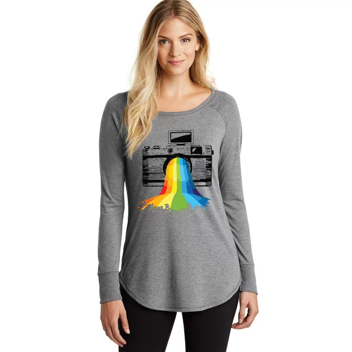 Photography Art Camera Rainbow Photographer Gift Women's Perfect Tri Tunic Long Sleeve Shirt