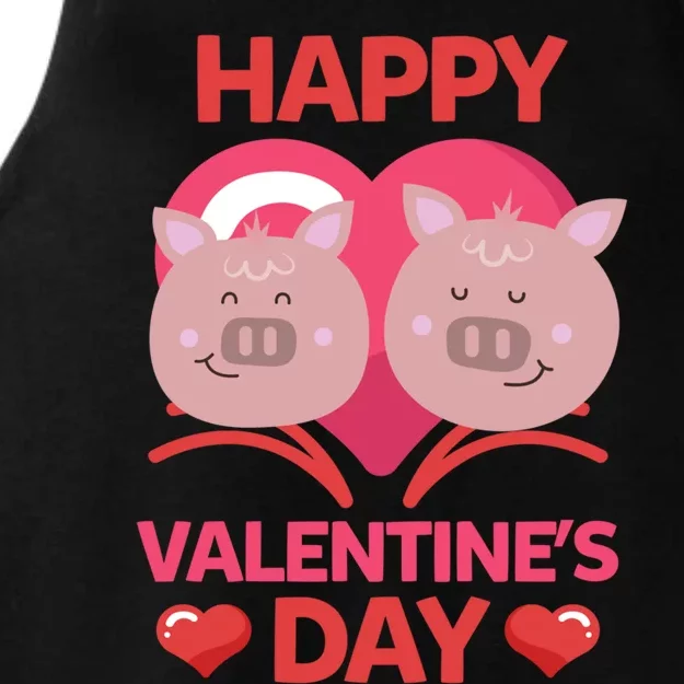 Pig Animal Couple Heart Happy Valentine's Day Great Gift Ladies Tri-Blend Wicking Tank