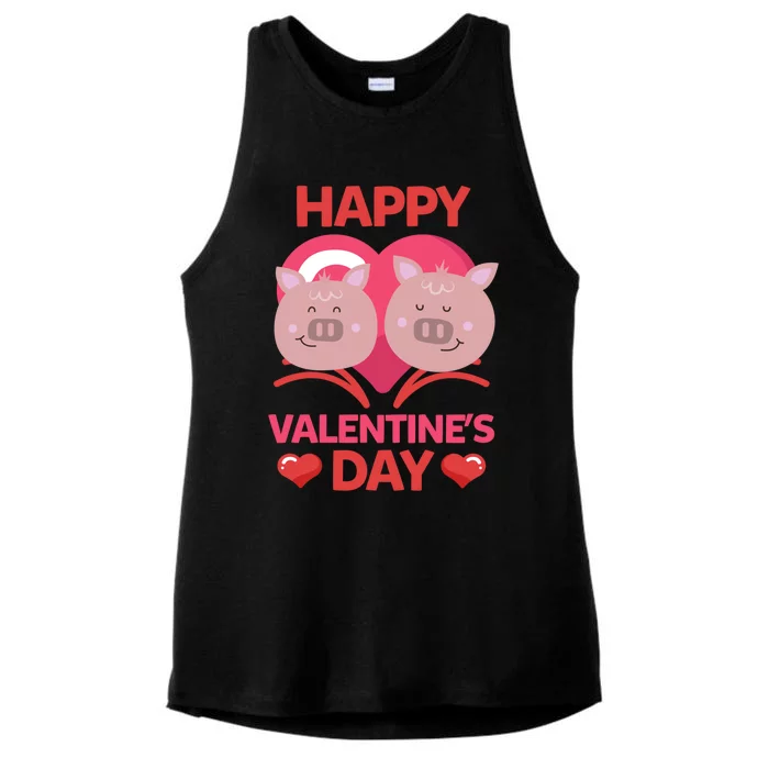 Pig Animal Couple Heart Happy Valentine's Day Great Gift Ladies Tri-Blend Wicking Tank