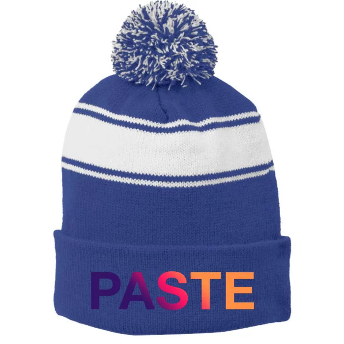 Paste And Copy Matching Father Mother Gift Stripe Pom Pom Beanie