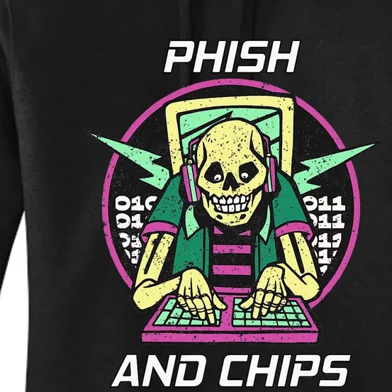 P.H.I.S.H And Chips Funny Hacker Women's Pullover Hoodie