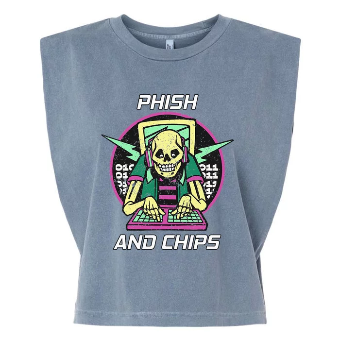 P.H.I.S.H And Chips Funny Hacker Garment-Dyed Women's Muscle Tee