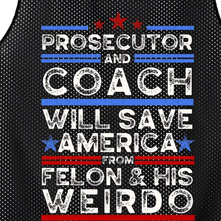 Prosecutor And Coach Versus Felon And Weirdo Harris Walz Mesh Reversible Basketball Jersey Tank