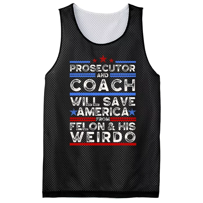 Prosecutor And Coach Versus Felon And Weirdo Harris Walz Mesh Reversible Basketball Jersey Tank