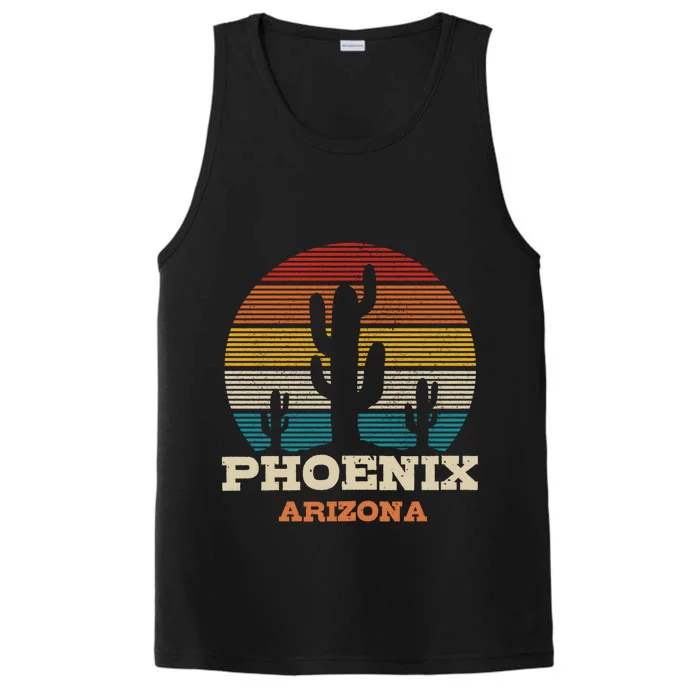 Phoenix Arizona Cactus Vintage Retro Desert Souvenir Gift Performance Tank