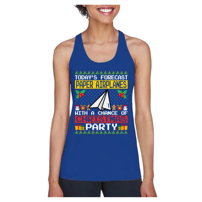 Paper Airplanes Christmas Party Origami Lover Ugly Xmas Gift Women's Racerback Tank