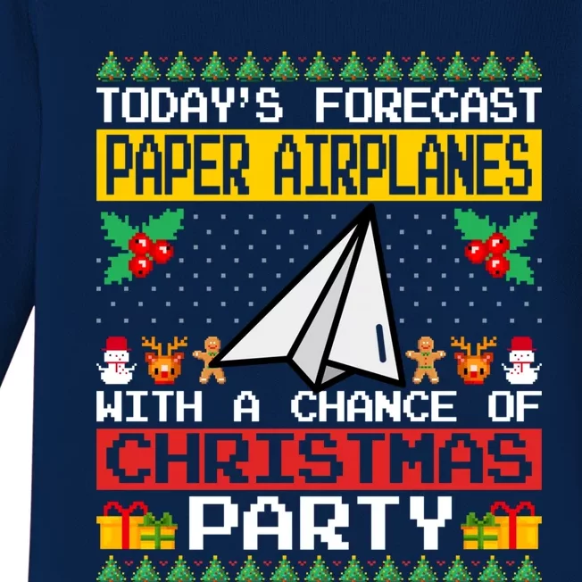 Paper Airplanes Christmas Party Origami Lover Ugly Xmas Gift Baby Long Sleeve Bodysuit