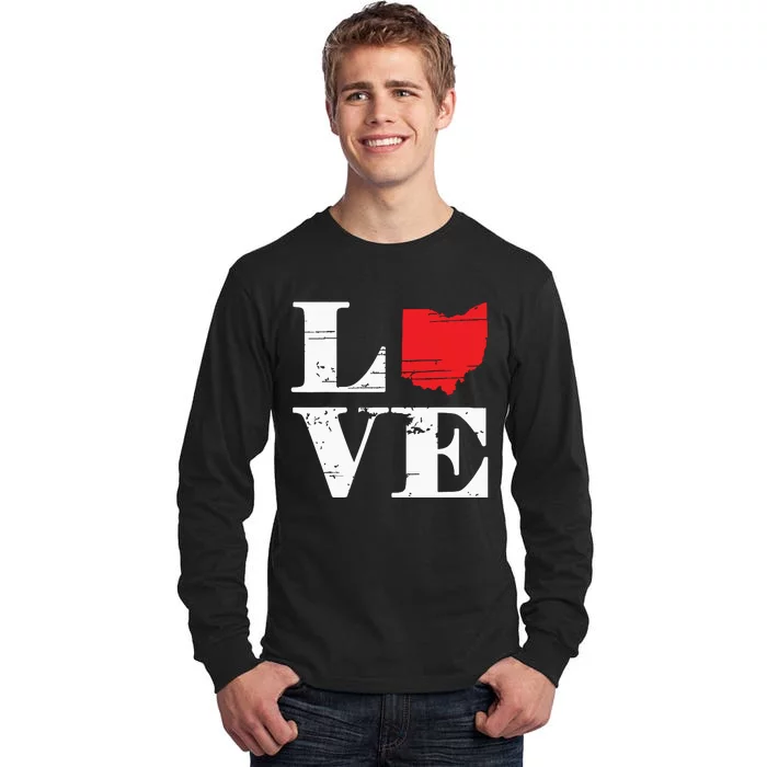 Proud America Citizen State Flag Land Map Love Ohio Tall Long Sleeve T-Shirt