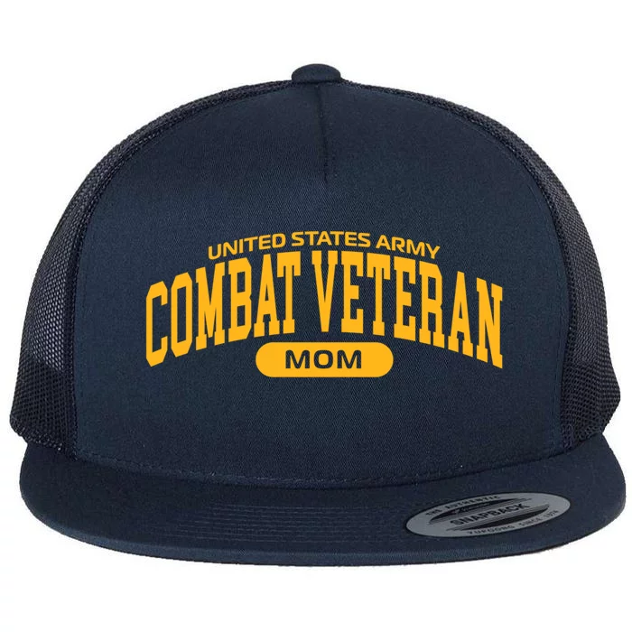 Proud Army Combat Veteran Mom Gift Flat Bill Trucker Hat