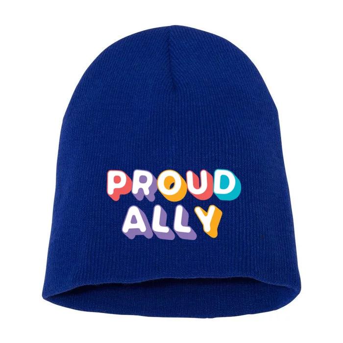 Proud Ally Colorful Statet Tee For Pride Month Lgbtq Gift Short Acrylic Beanie