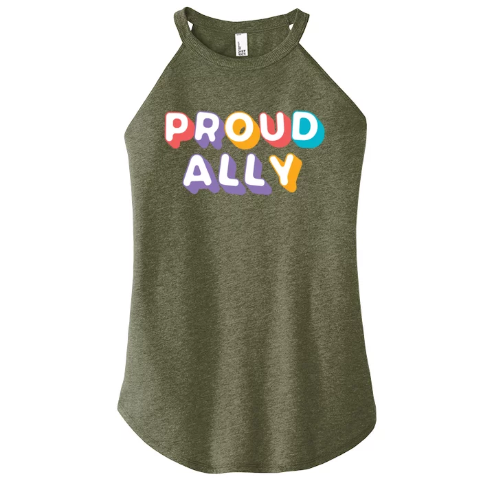 Proud Ally Colorful Statet Tee For Pride Month Lgbtq Gift Women’s Perfect Tri Rocker Tank