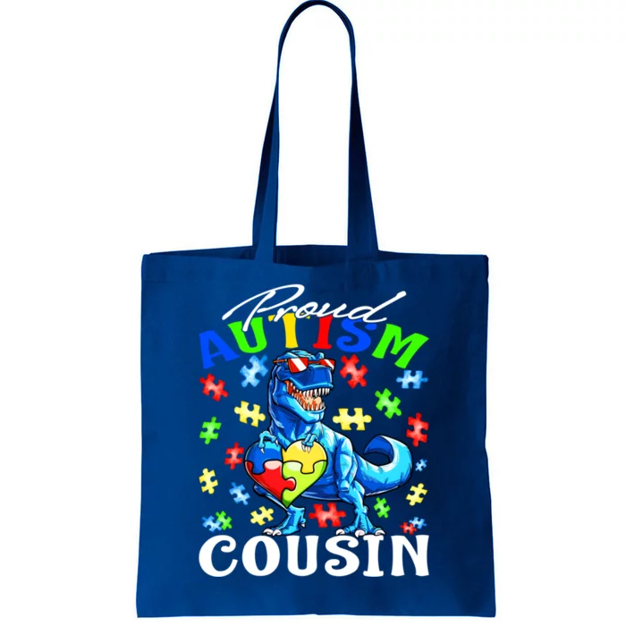 Proud Autism Cousin Dinosaur Autism Awareness Funny Gift Tote Bag