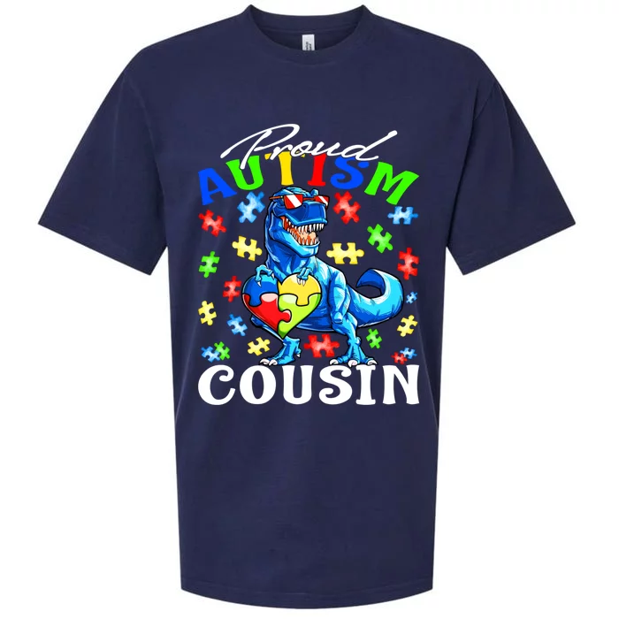 Proud Autism Cousin Dinosaur Autism Awareness Funny Gift Sueded Cloud Jersey T-Shirt