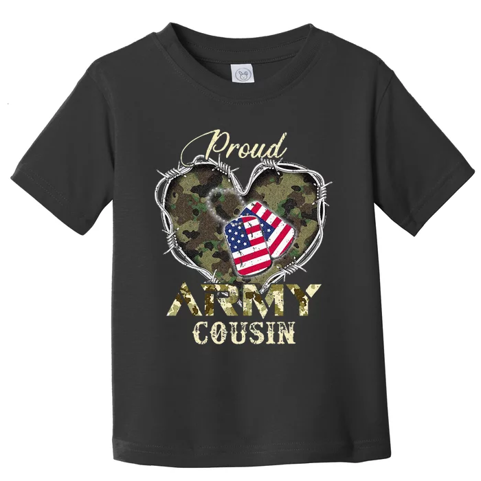 Proud Army Cousin With Heart American Flag For Veteran Toddler T-Shirt