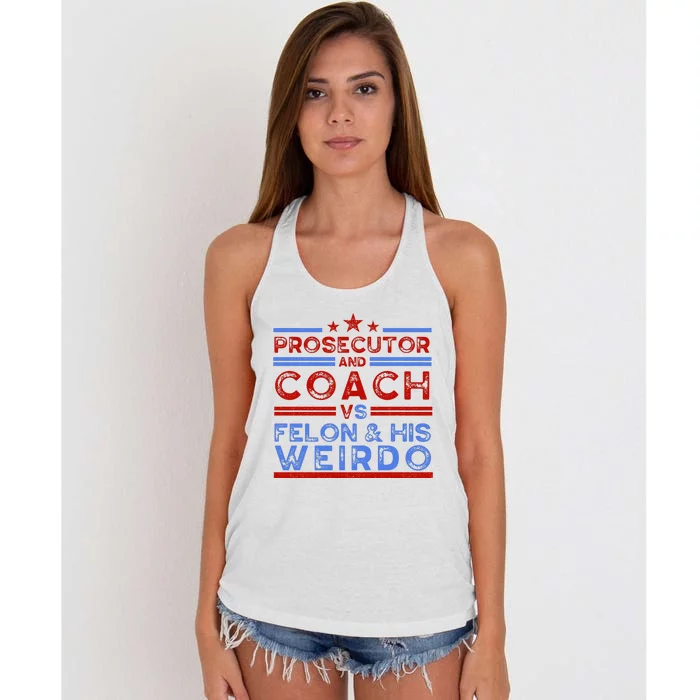 Prosecutor And Coach Vs Felon And His Weirdo Women's Knotted Racerback Tank