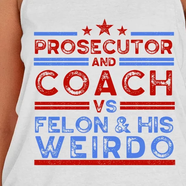 Prosecutor And Coach Vs Felon And His Weirdo Women's Knotted Racerback Tank