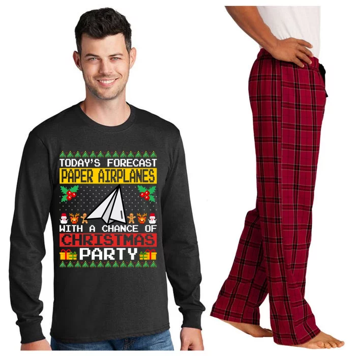 Paper Airplanes Christmas Party Origami Lover Ugly Xmas Gift Long Sleeve Pajama Set