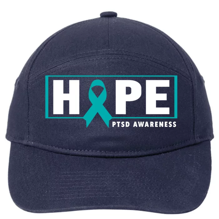 Ptsd Awareness Cute Gift Funny Gift Teal Ribbon Hope Ptsd Awareness Cute Gift 7-Panel Snapback Hat