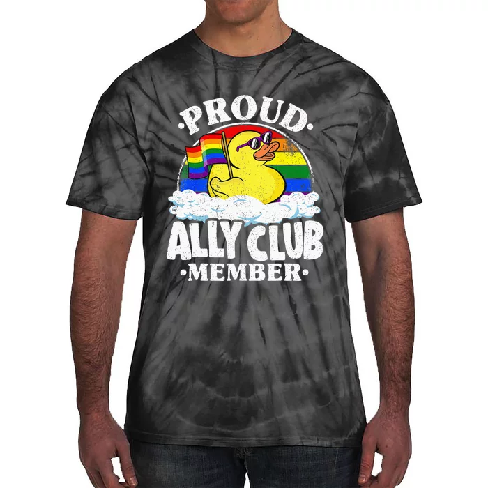 Proud Ally Club Member Rubber Duck Rainbow Gay Lesbian LGBT Tie-Dye T-Shirt